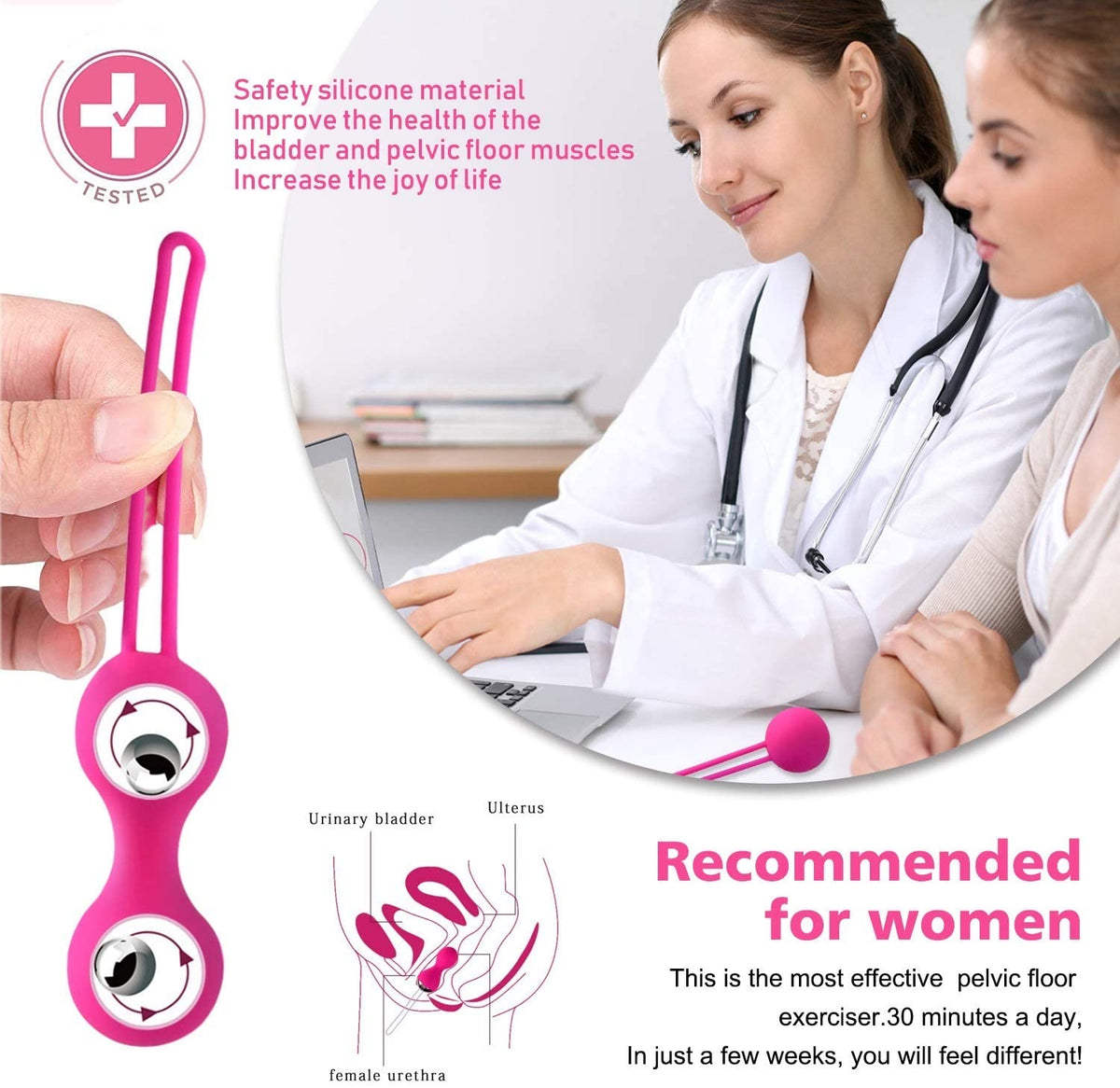 Télécommande 10 Modes 4 pièces Serrer Massage Vaginal
Vibrant Muscle Du Plancher Pelvien Exercice Boules De Kegel
