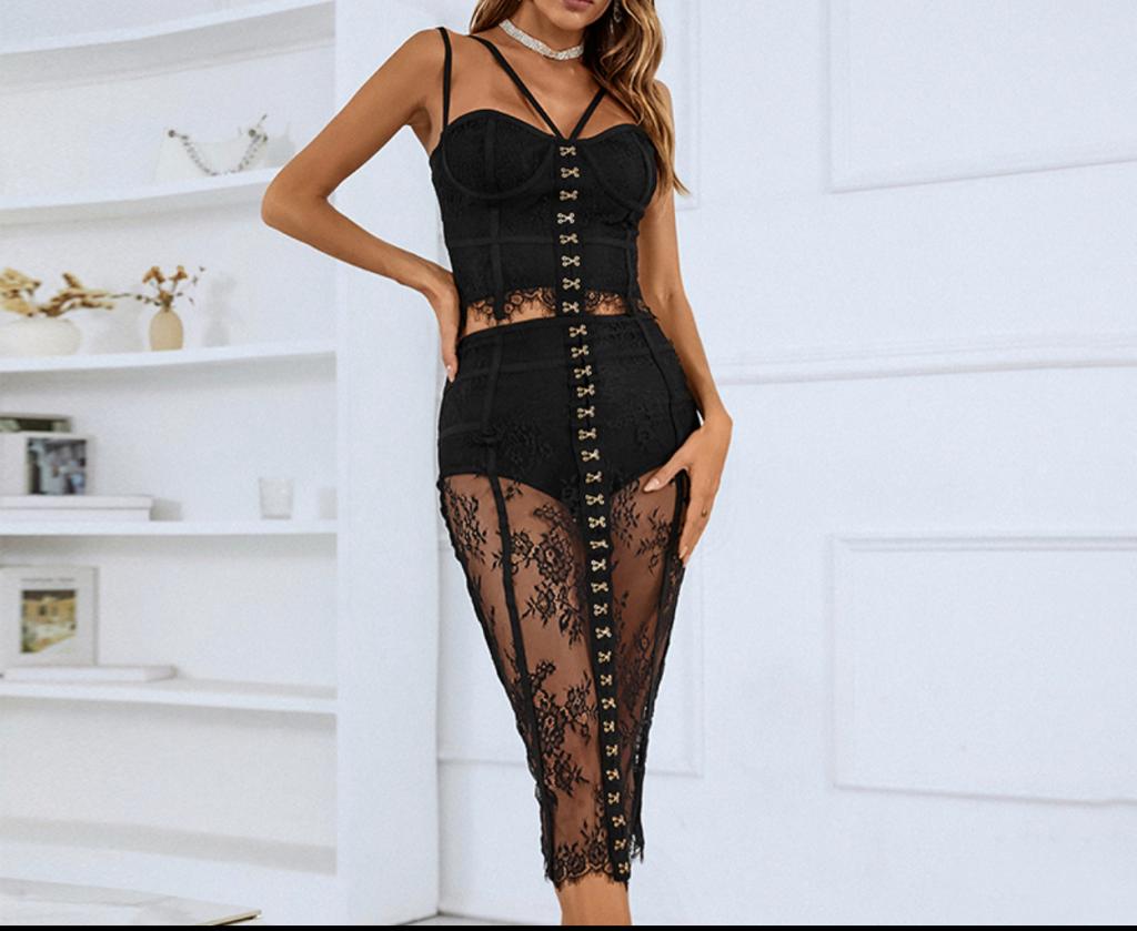 Ensemble midi jupe dentelle